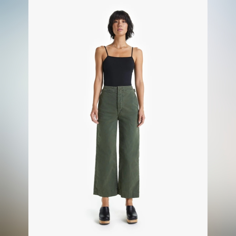 Mother Women's Cinch Greaser Killing Time Straight-Leg Pants Fatigue Green 27